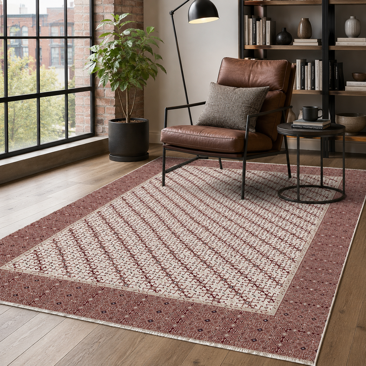 RW7048 washable chenille rug texture and pattern detail