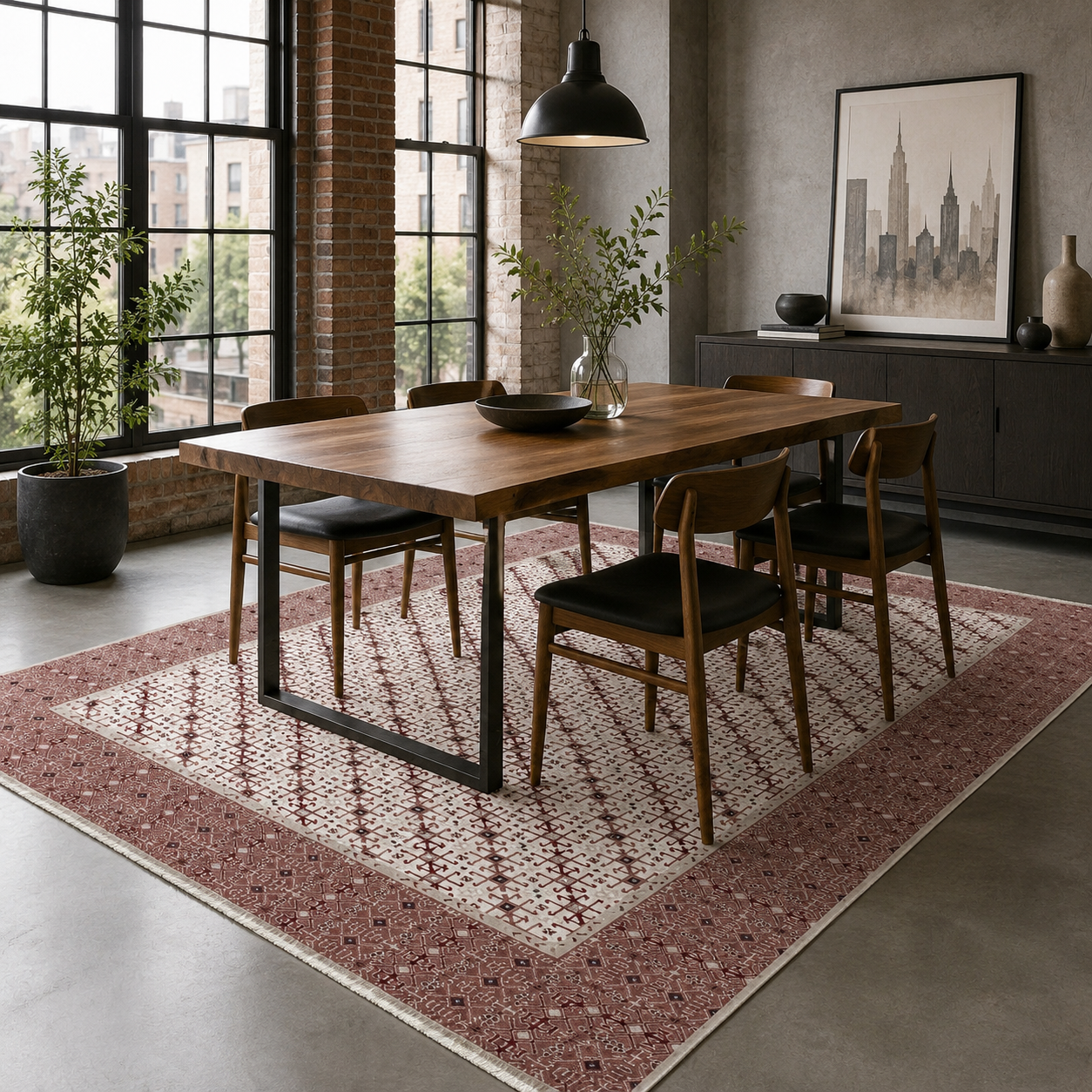 RW7048 washable chenille rug texture and pattern detail