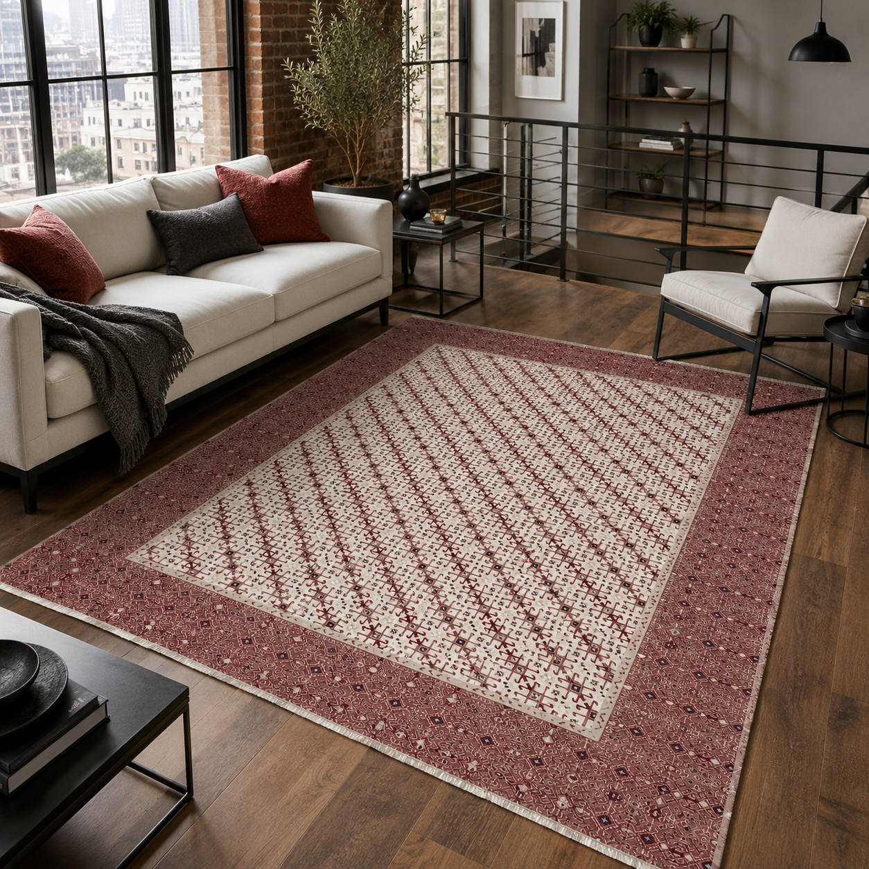 RW7048 washable chenille rug texture and pattern detail