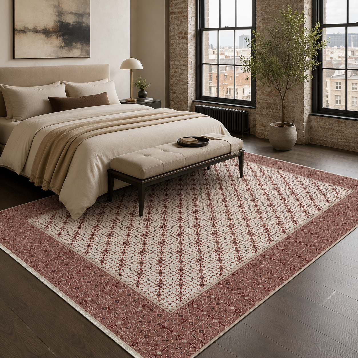 RW7048 washable chenille rug texture and pattern detail
