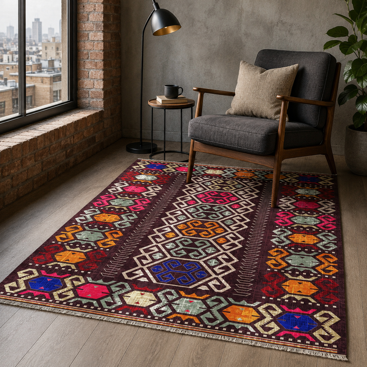 RW7050 washable chenille rug texture and pattern detail