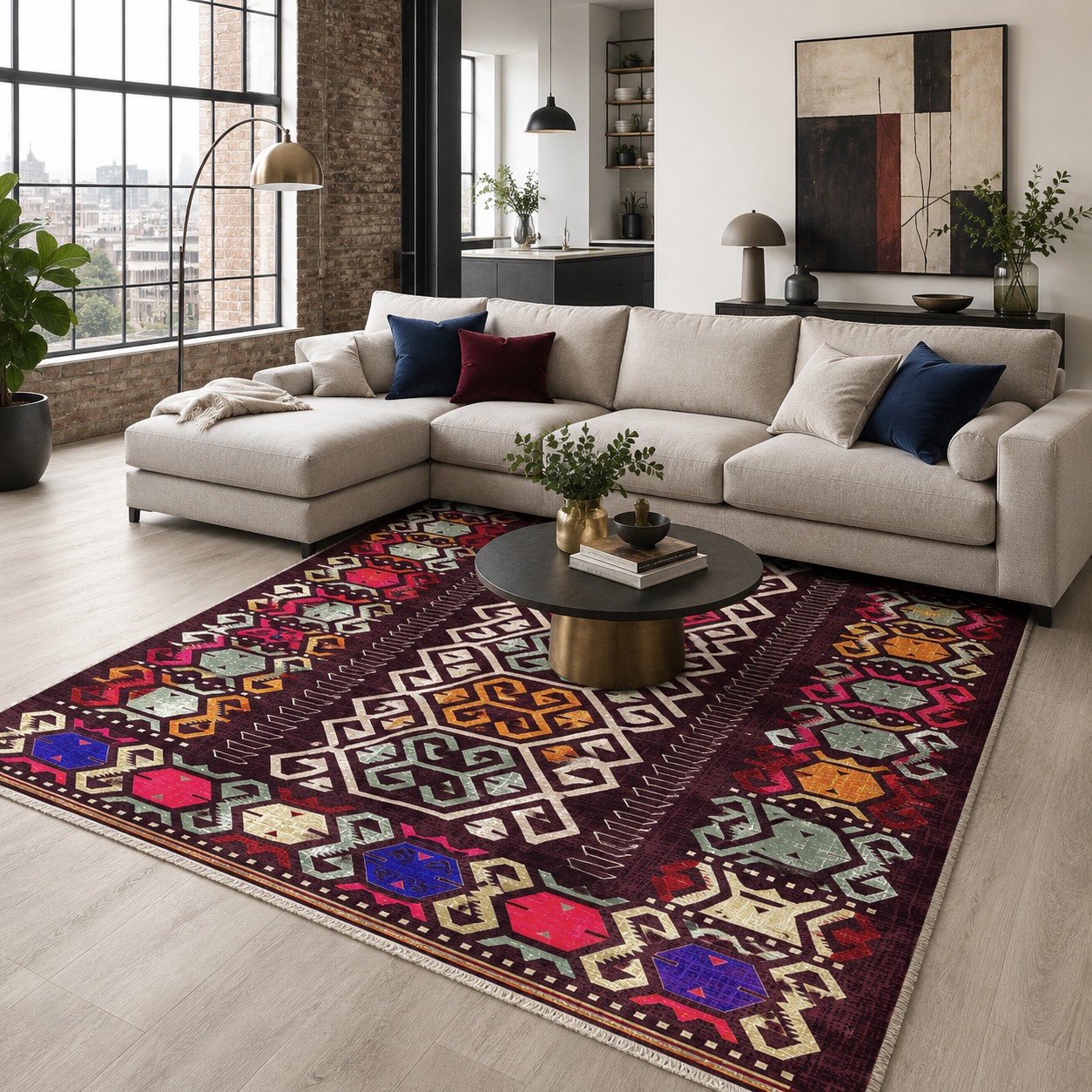 RW7050 washable chenille rug texture and pattern detail