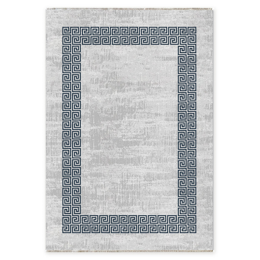 Century Vinework Soft Grey Traditional Washable Rug