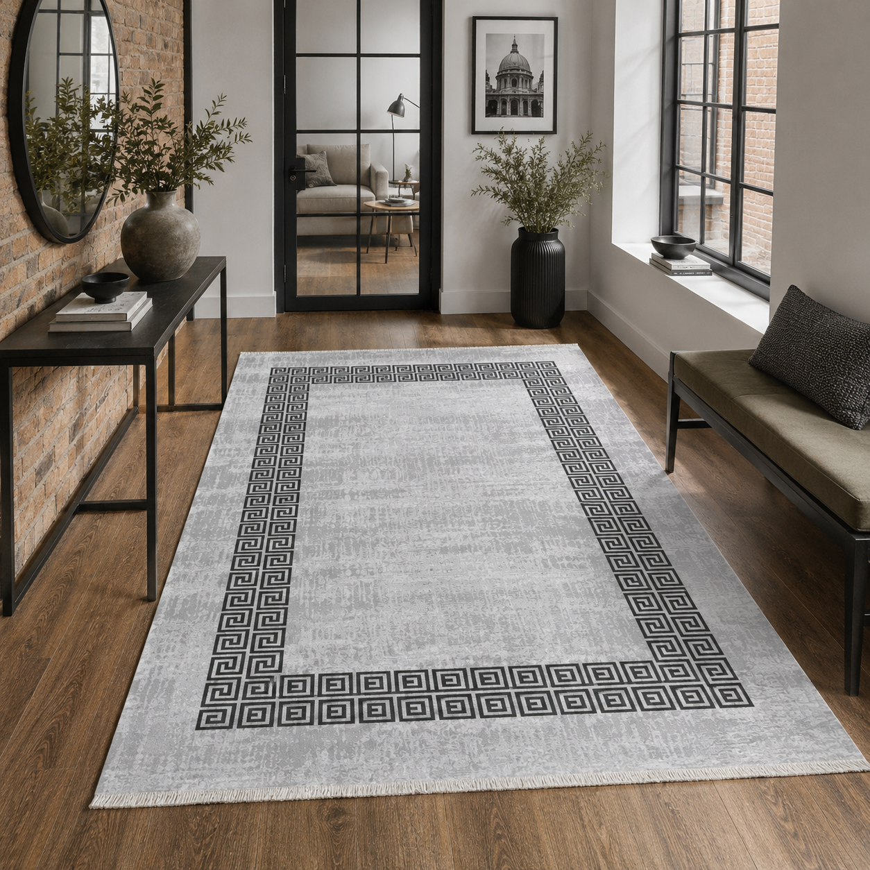 RW7052 washable chenille rug texture and pattern detail