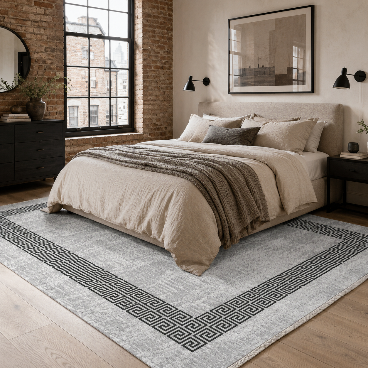 RW7052 washable chenille rug texture and pattern detail