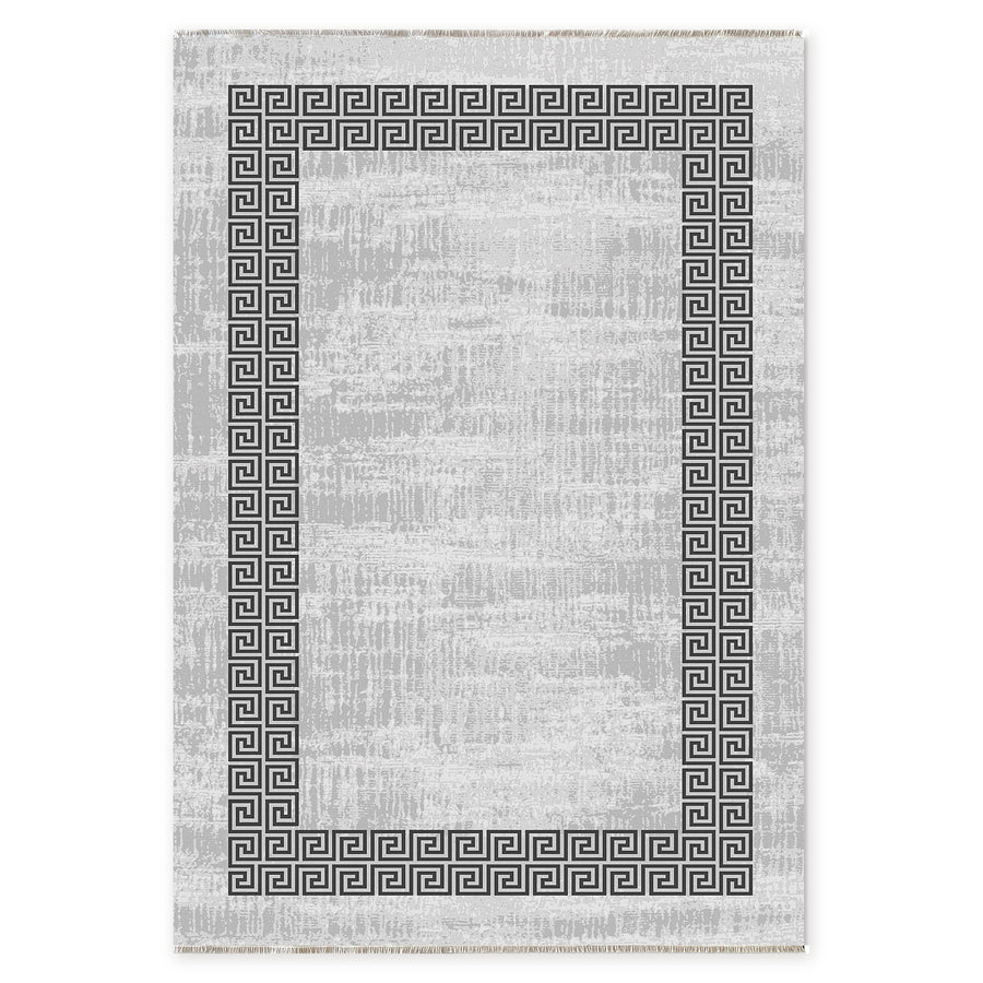 Subtle Medallion Grey Traditional Washable Rug