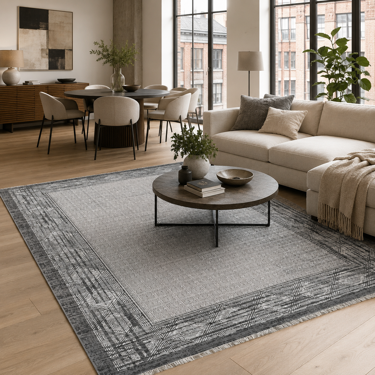 RW7053 washable chenille rug texture and pattern detail