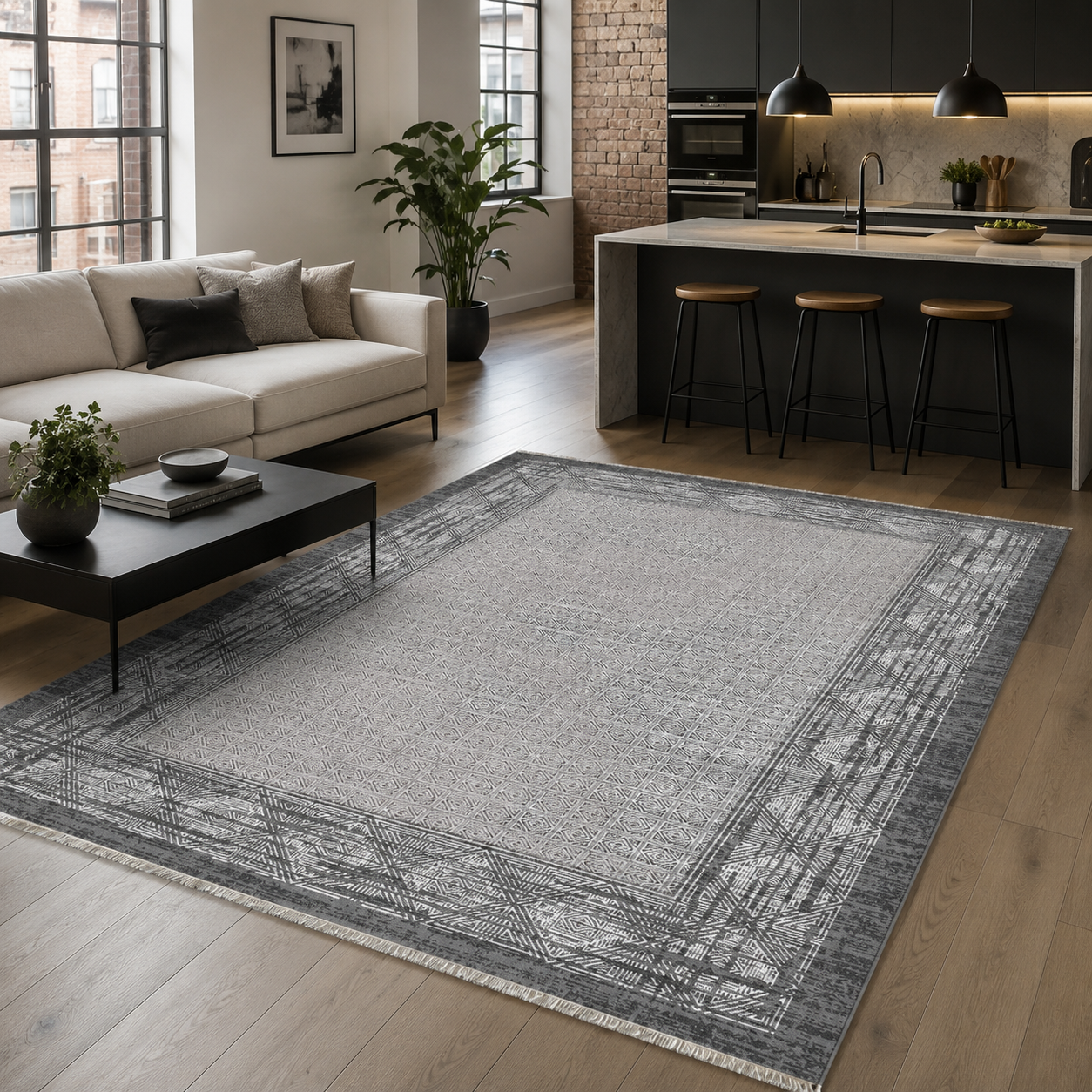 RW7053 washable chenille rug texture and pattern detail