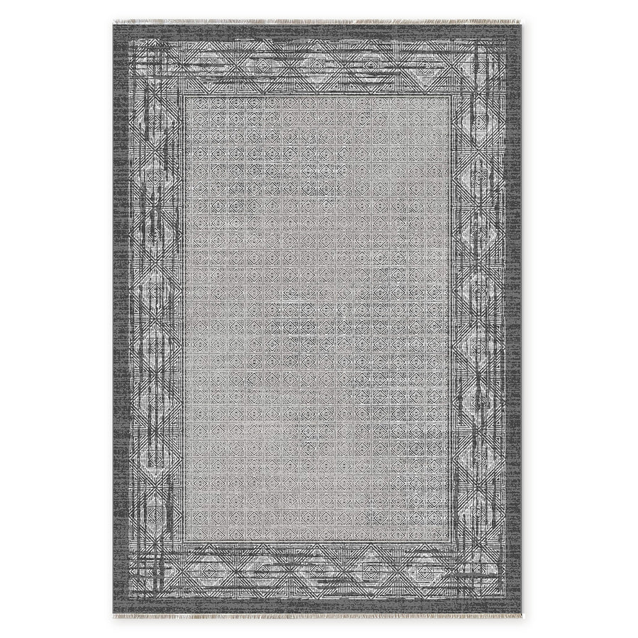 Contemporary Floral Mid Grey Traditional Washable Rug