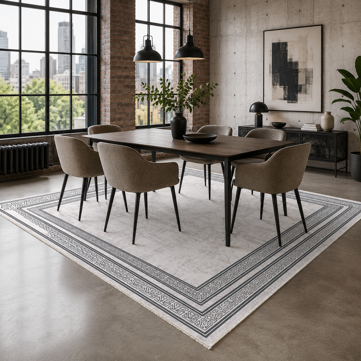 RW7054 washable chenille rug texture and pattern detail