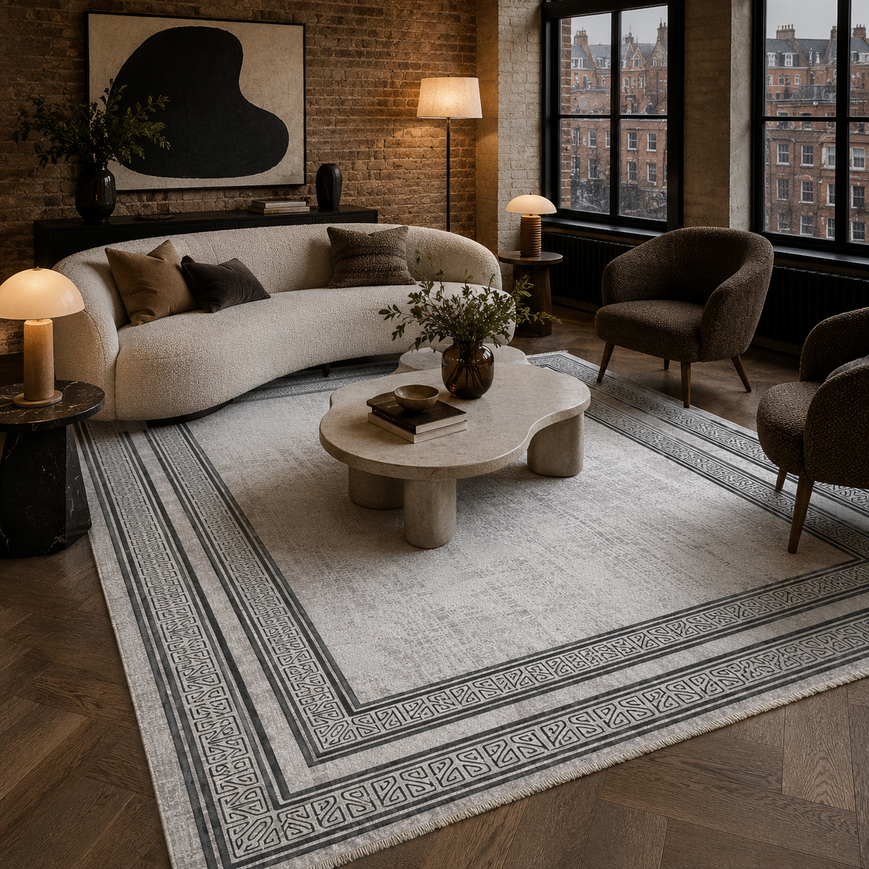 RW7054 washable chenille rug texture and pattern detail