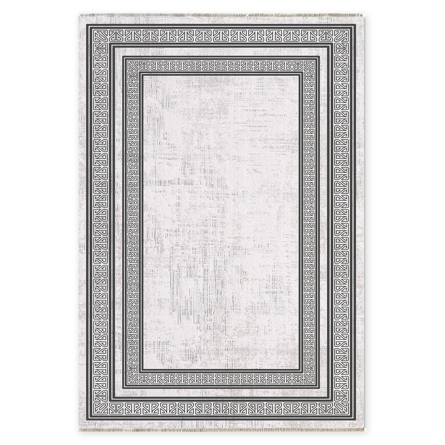 Modular Stripes Slate Grey Traditional Washable Rug