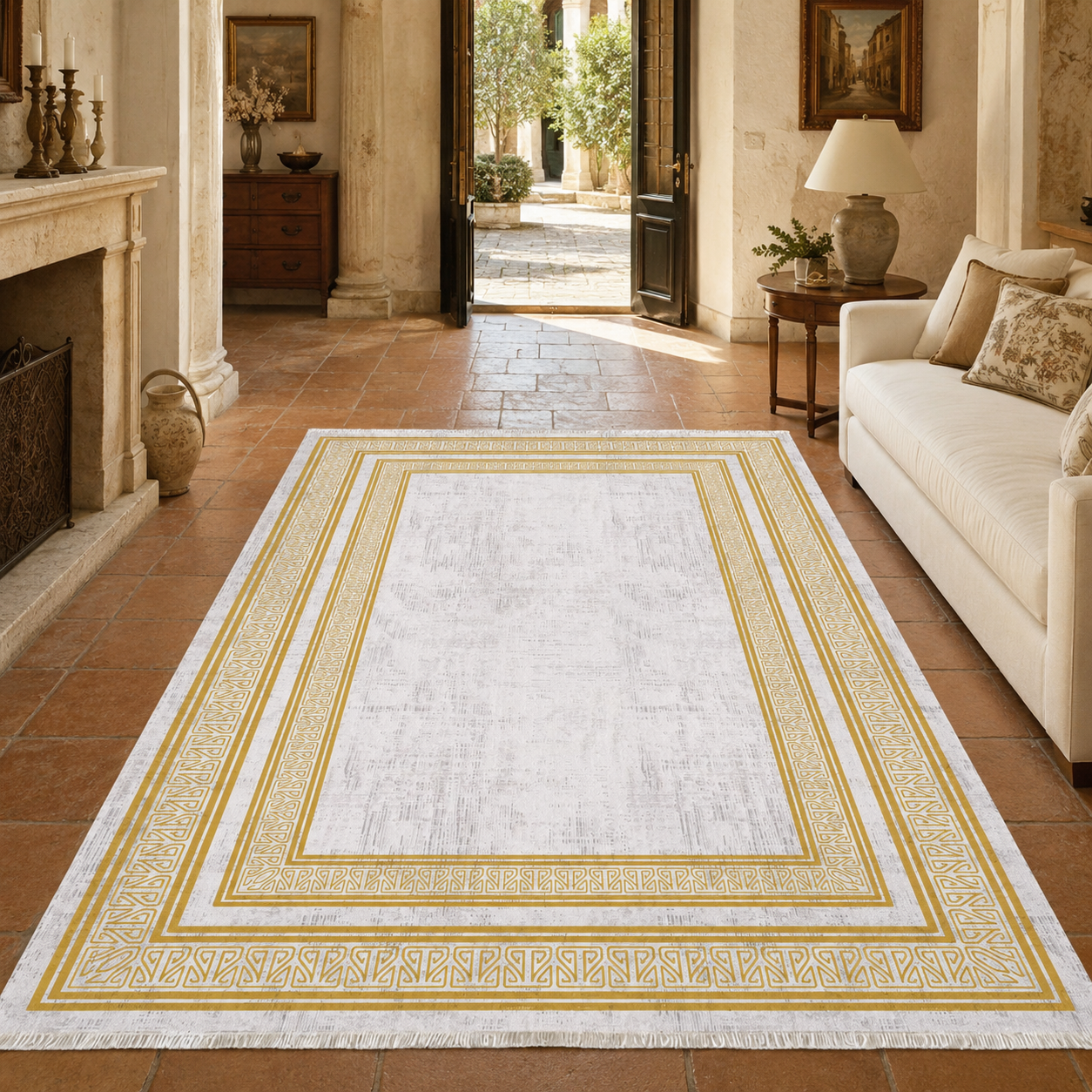 RW7055 washable chenille rug texture and pattern detail