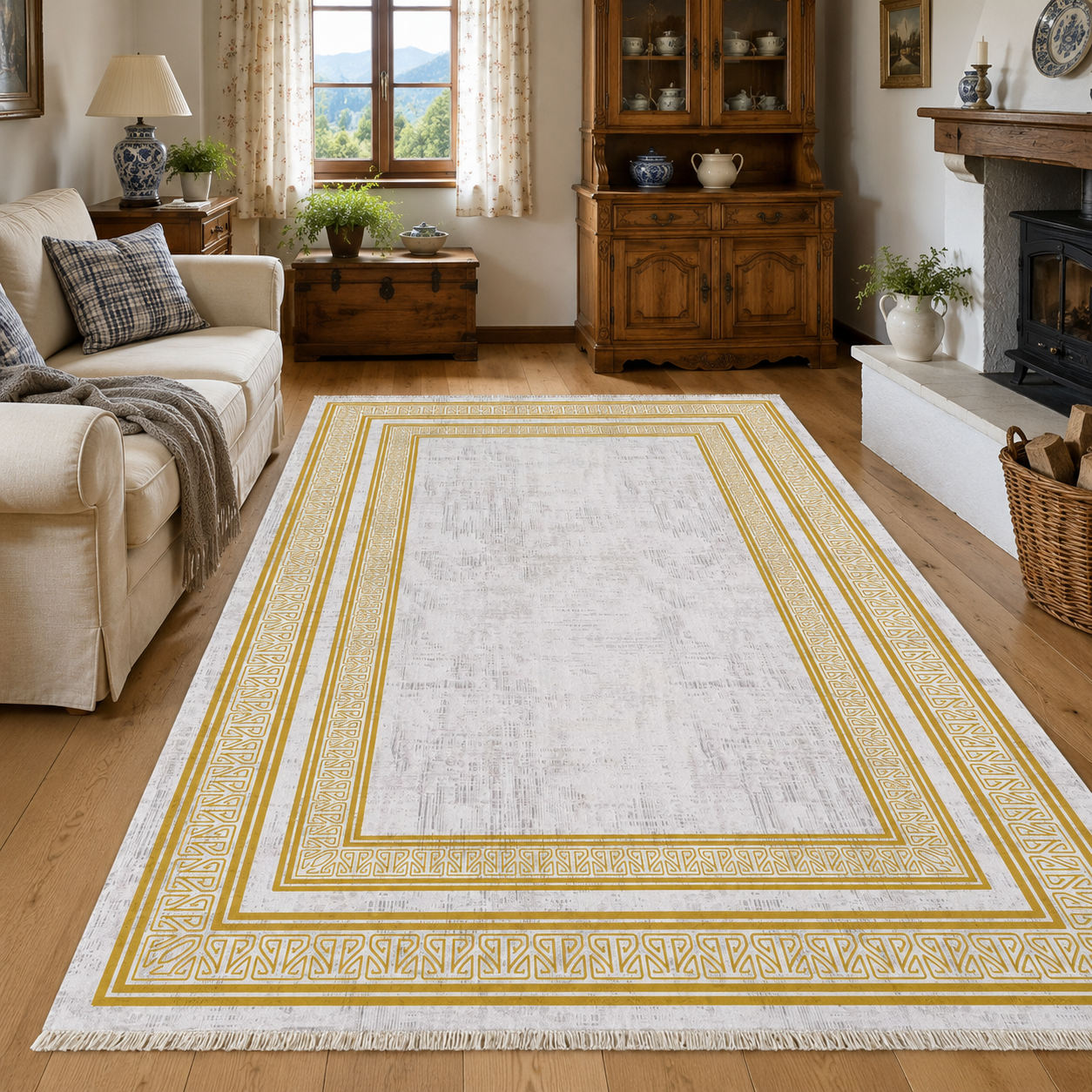 RW7055 washable chenille rug texture and pattern detail