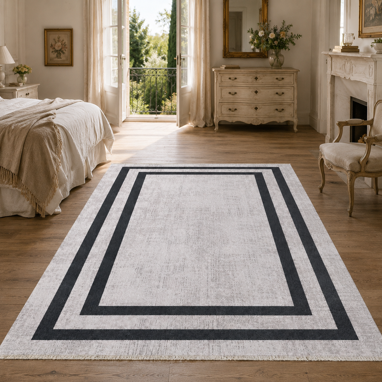 RW7057 washable chenille rug texture and pattern detail