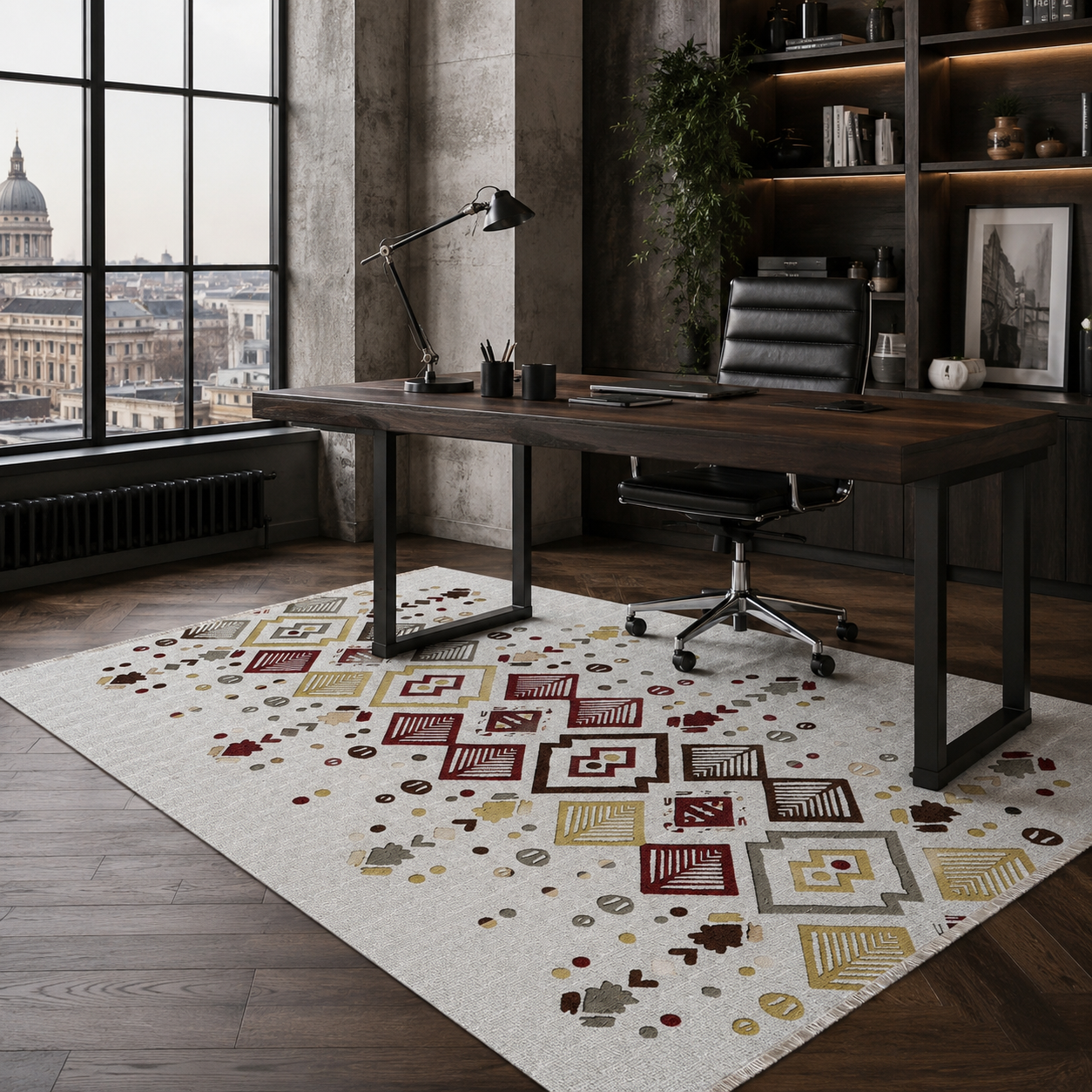 RW7059 washable chenille rug texture and pattern detail