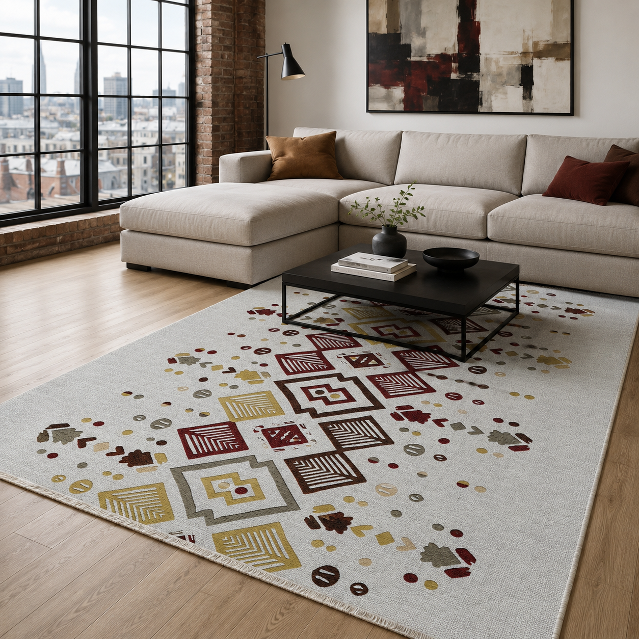RW7059 washable chenille rug texture and pattern detail