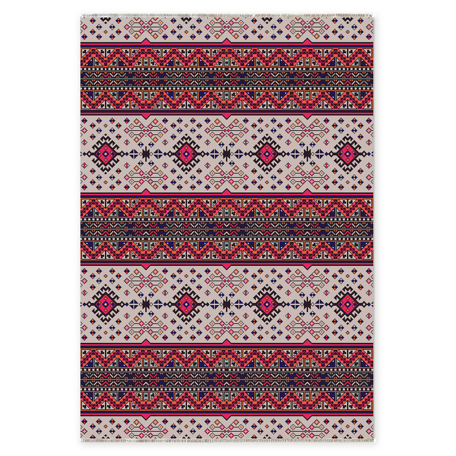 Lantern Octagons Soft Red Heritage Washable Rug