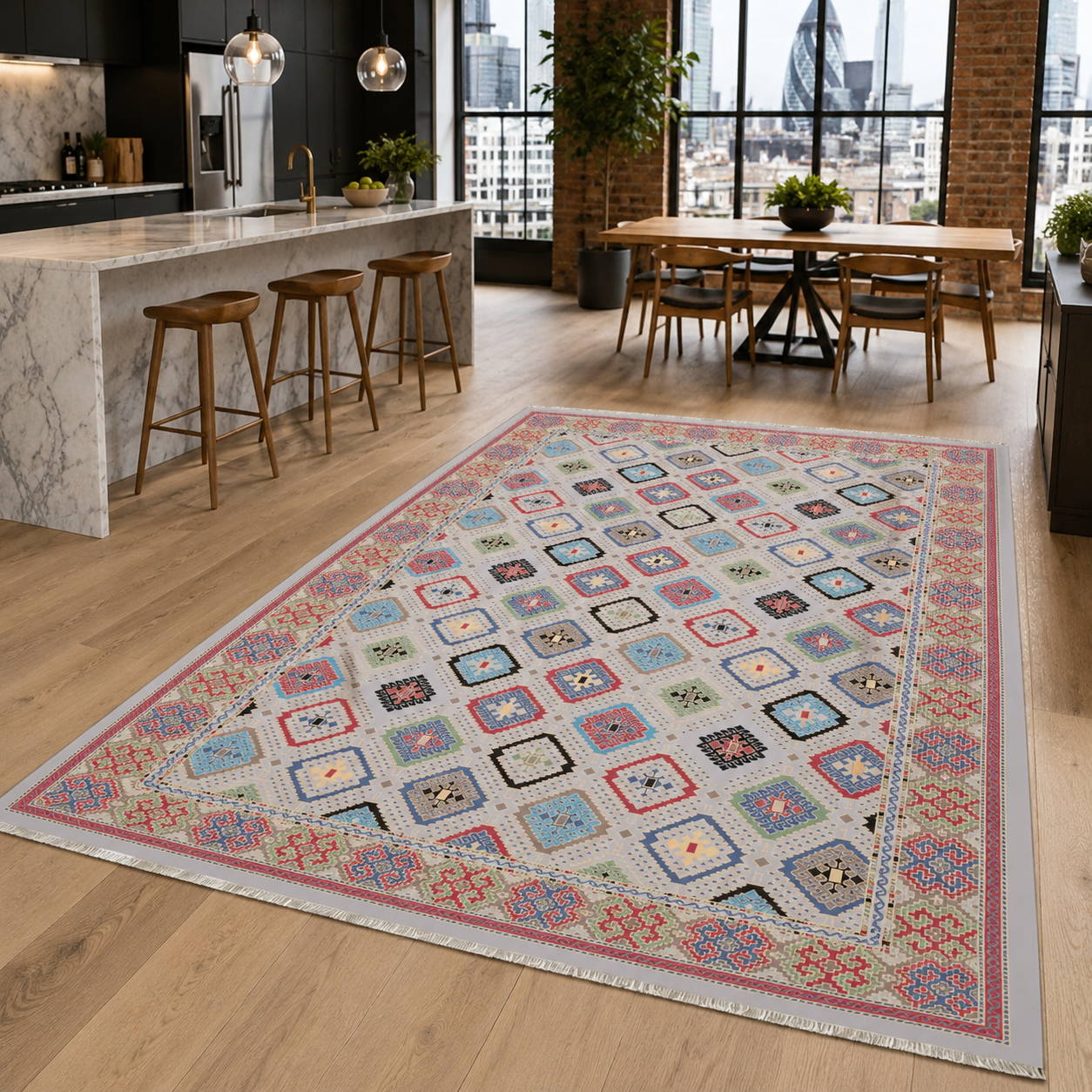 RW7061 washable chenille rug texture and pattern detail