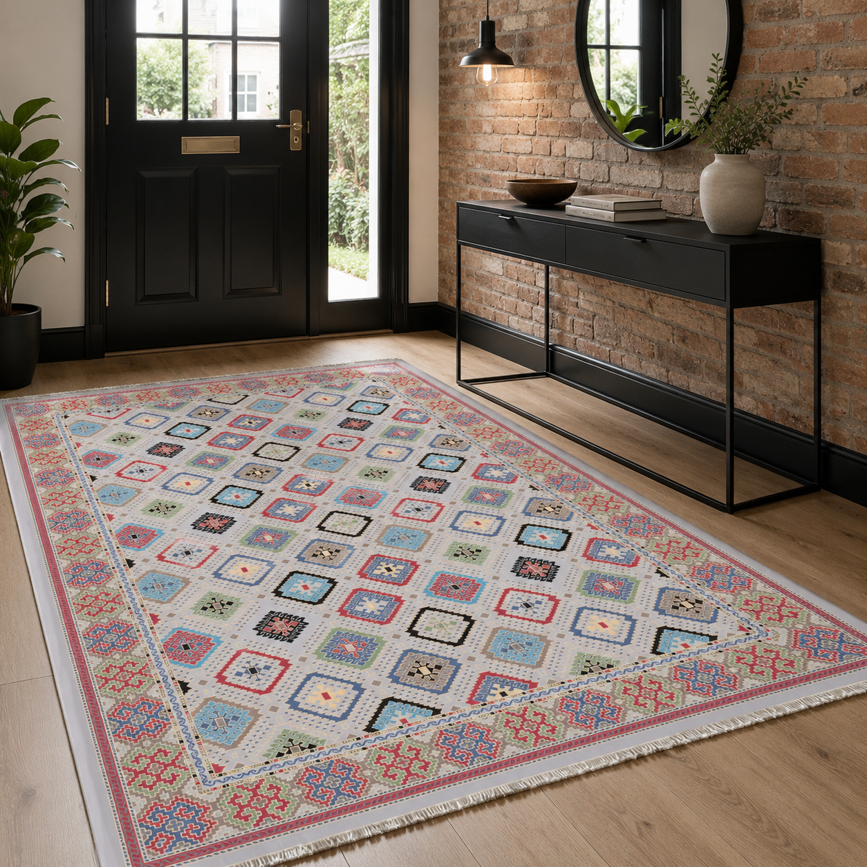 RW7061 washable chenille rug texture and pattern detail