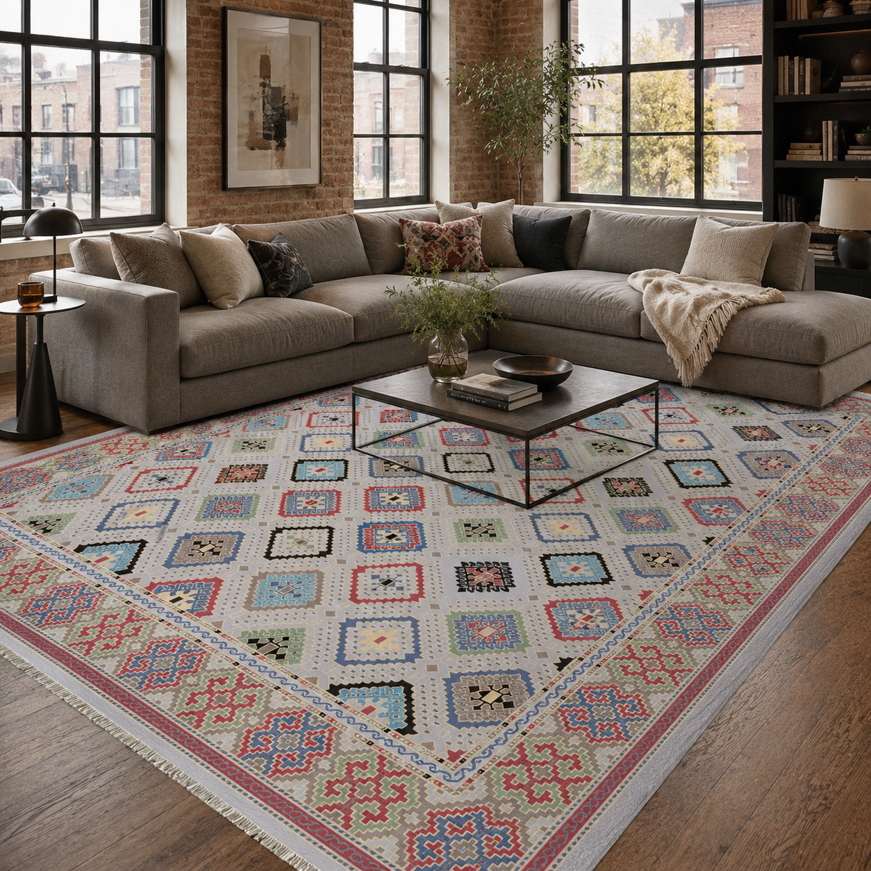 RW7061 washable chenille rug texture and pattern detail