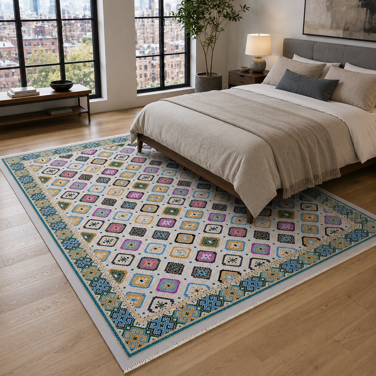 RW7062 washable chenille rug texture and pattern detail