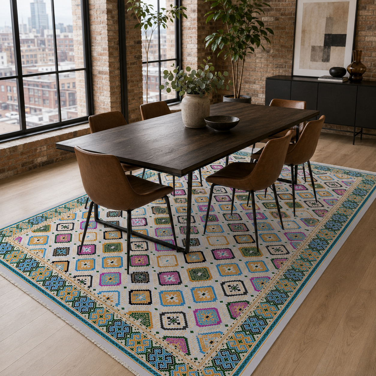 RW7062 washable chenille rug texture and pattern detail