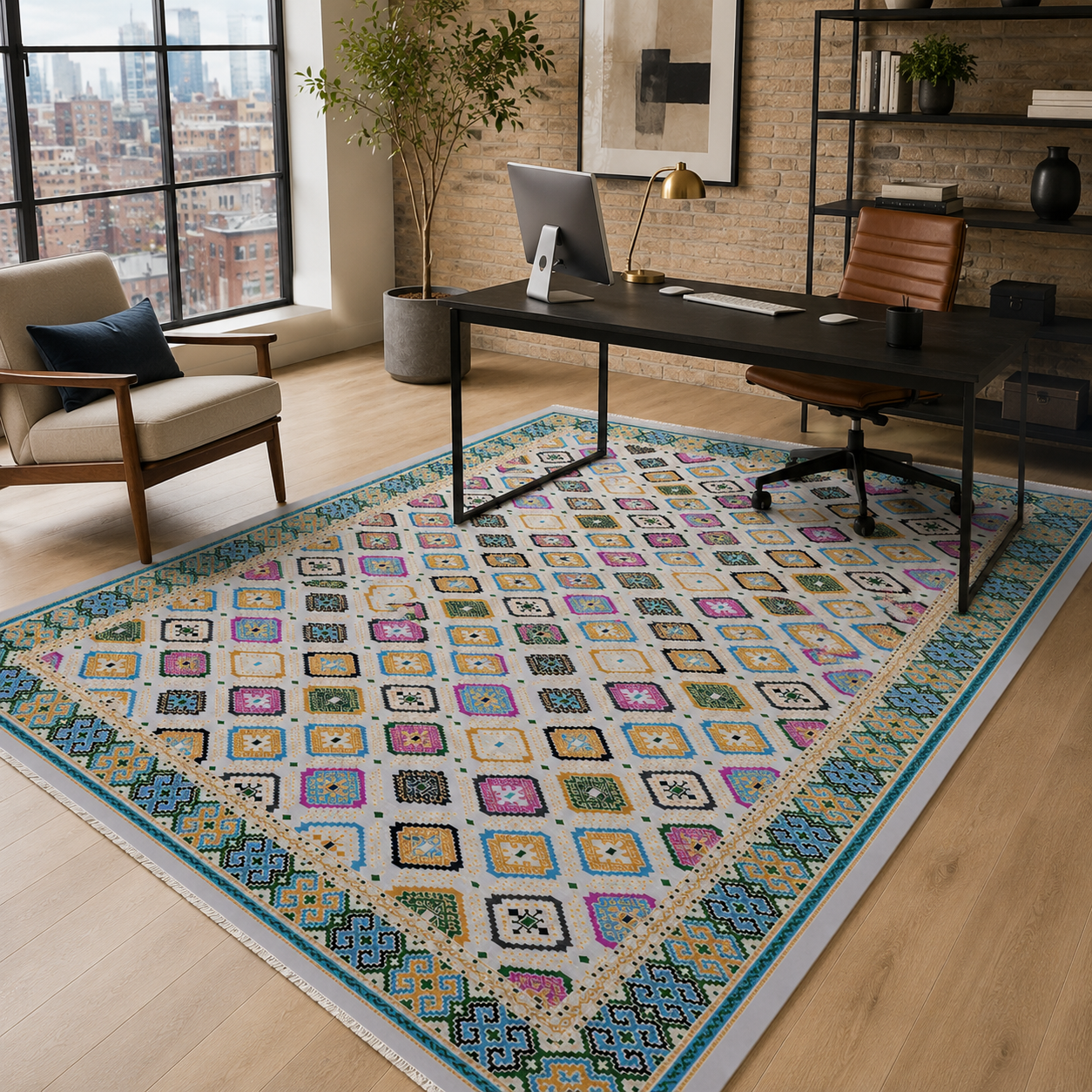 RW7062 washable chenille rug texture and pattern detail