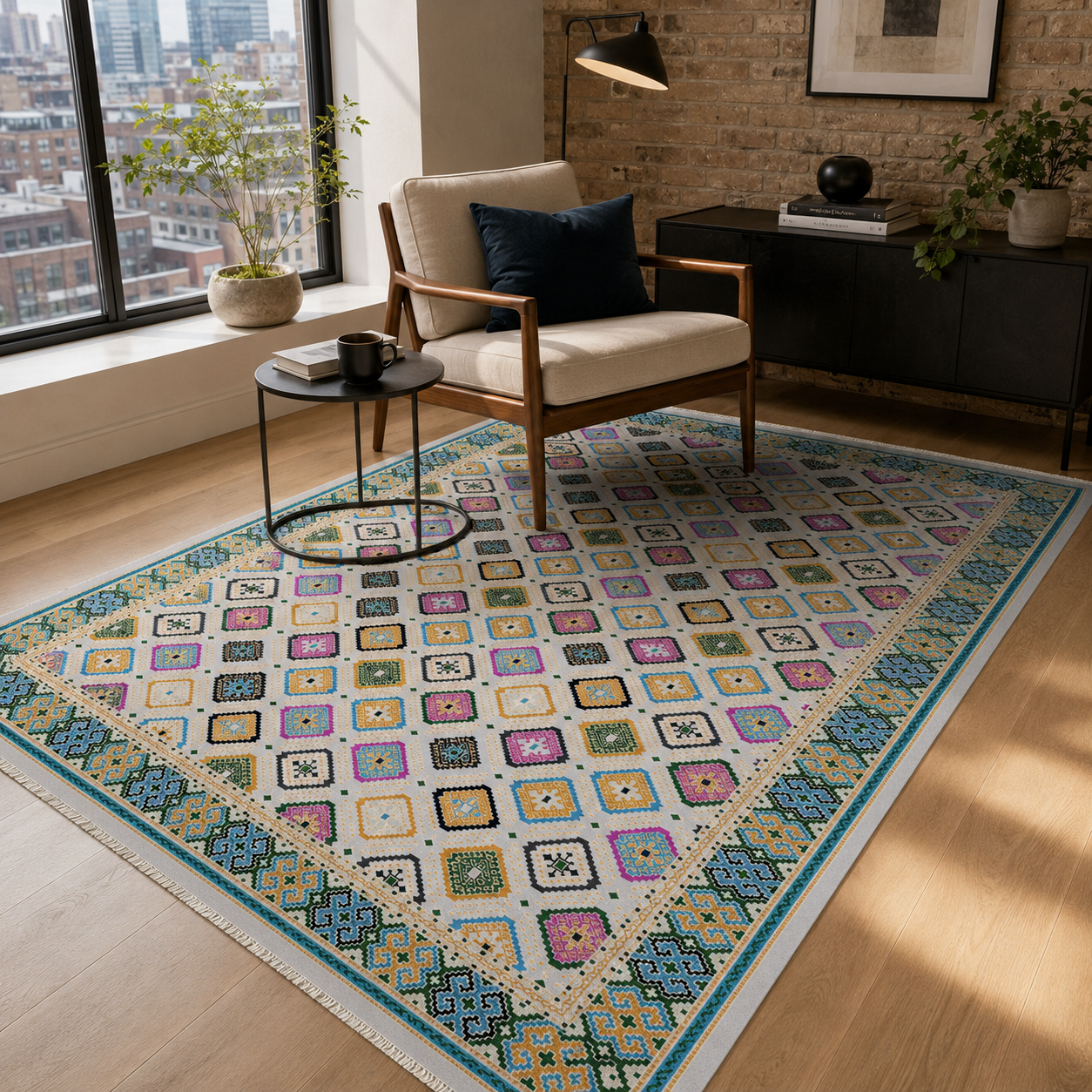 RW7062 washable chenille rug texture and pattern detail