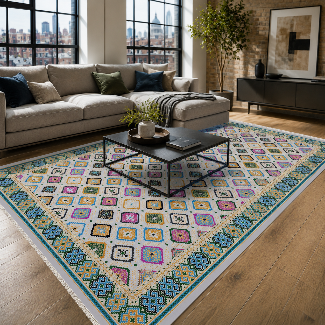 RW7062 washable chenille rug texture and pattern detail