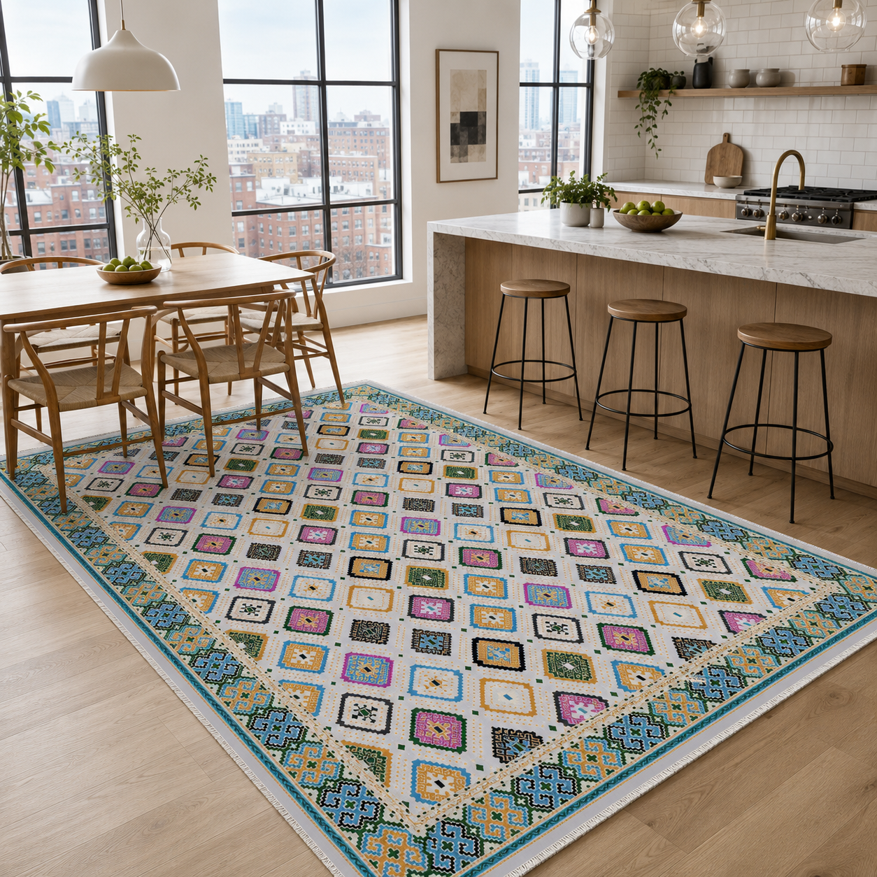 RW7062 washable chenille rug texture and pattern detail