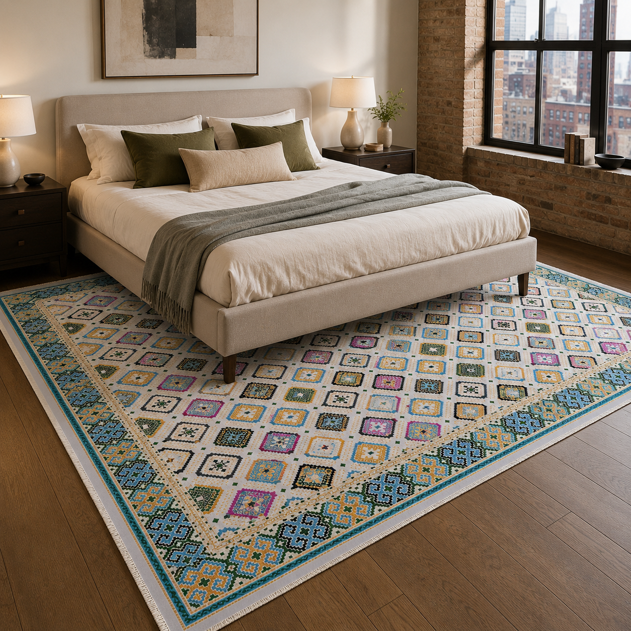 RW7062 washable chenille rug texture and pattern detail