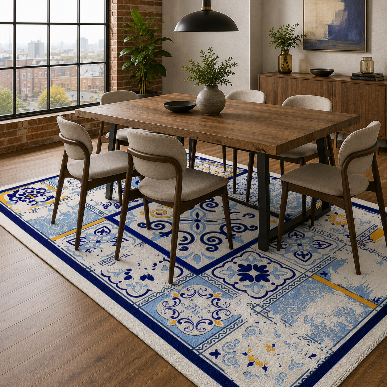 RW7063 washable chenille rug texture and pattern detail