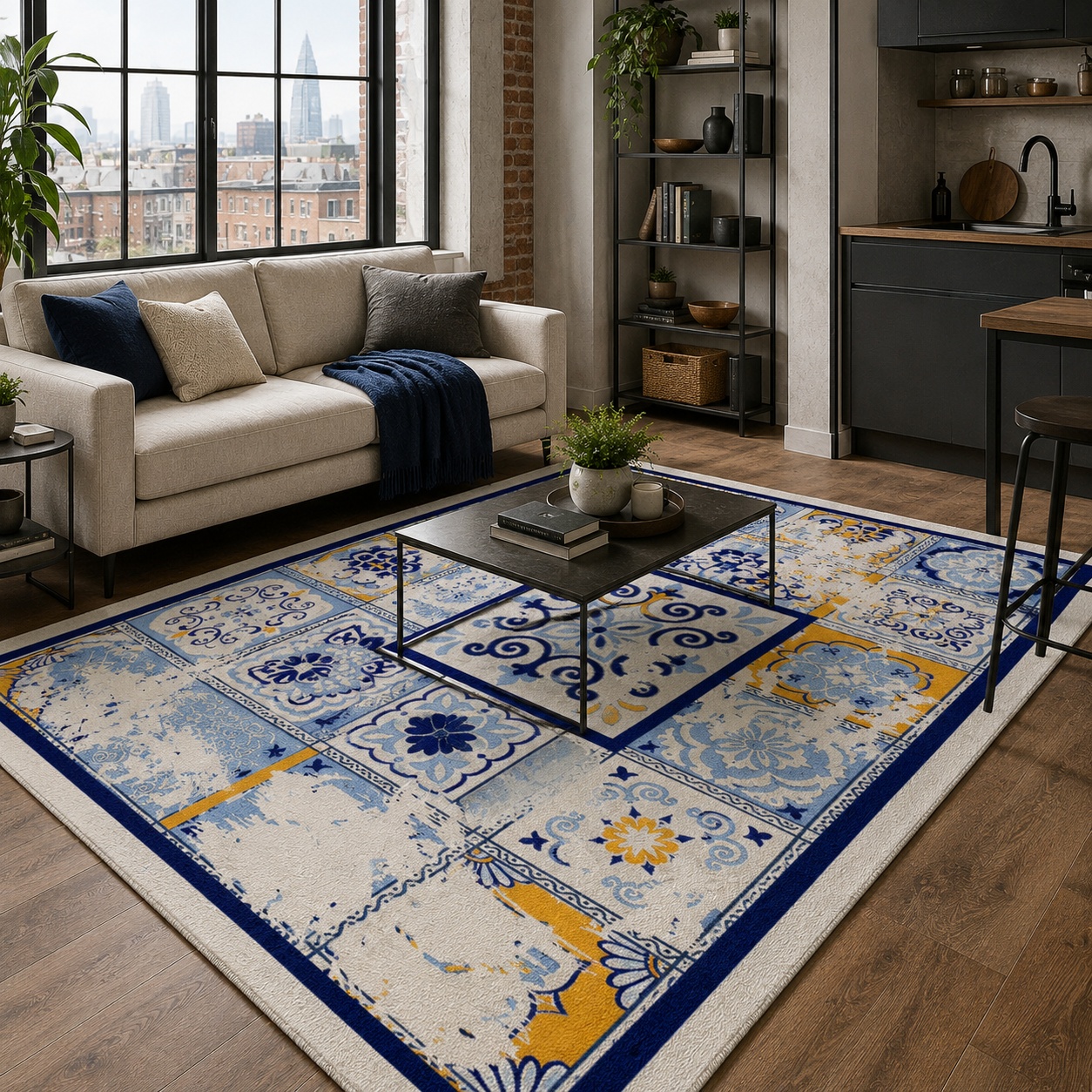 RW7063 washable chenille rug texture and pattern detail