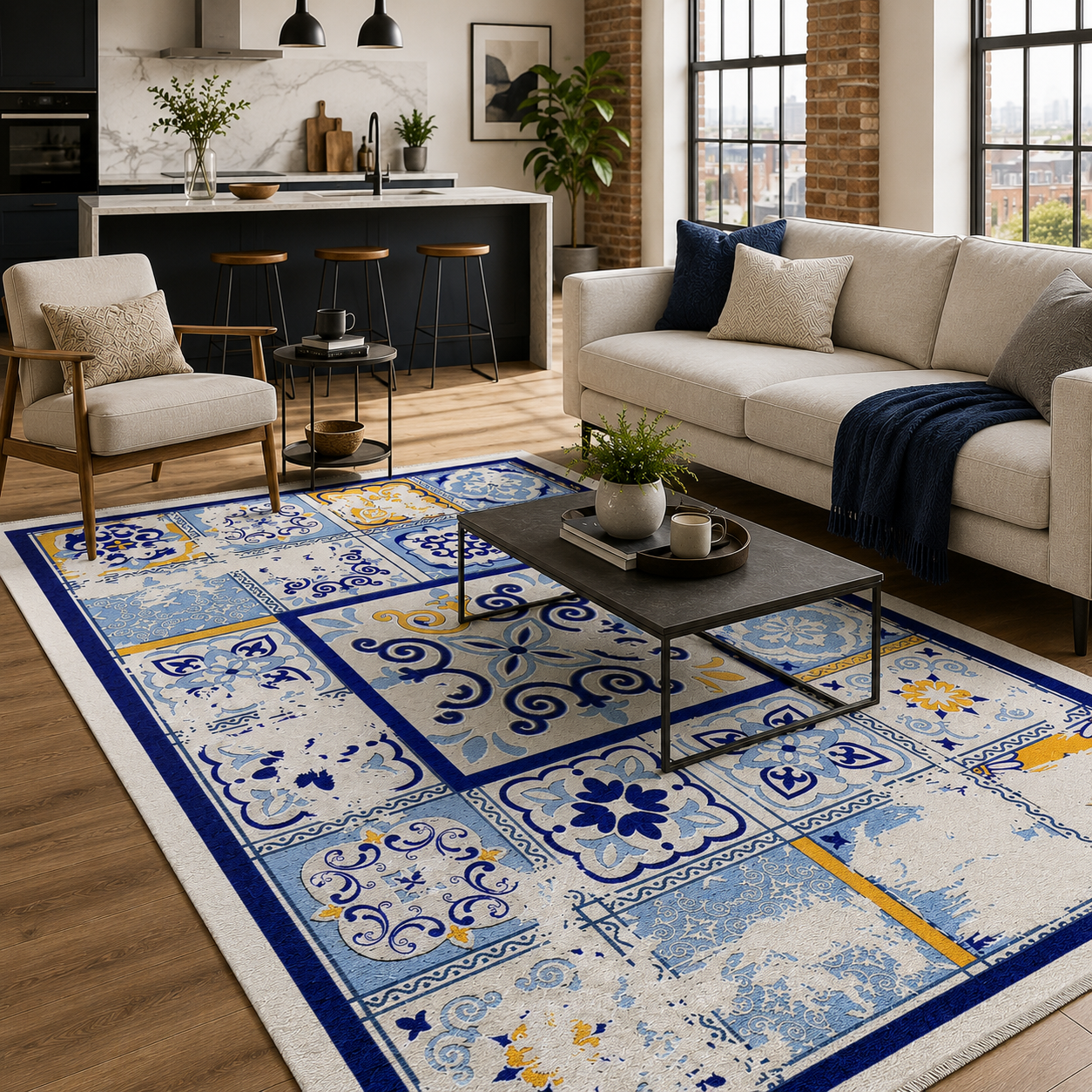 RW7063 washable chenille rug texture and pattern detail