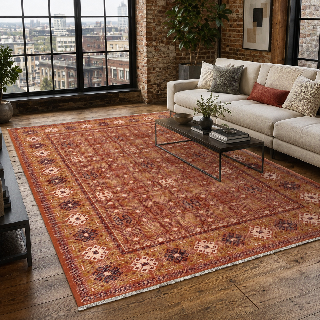 RW7064 washable chenille rug texture and pattern detail