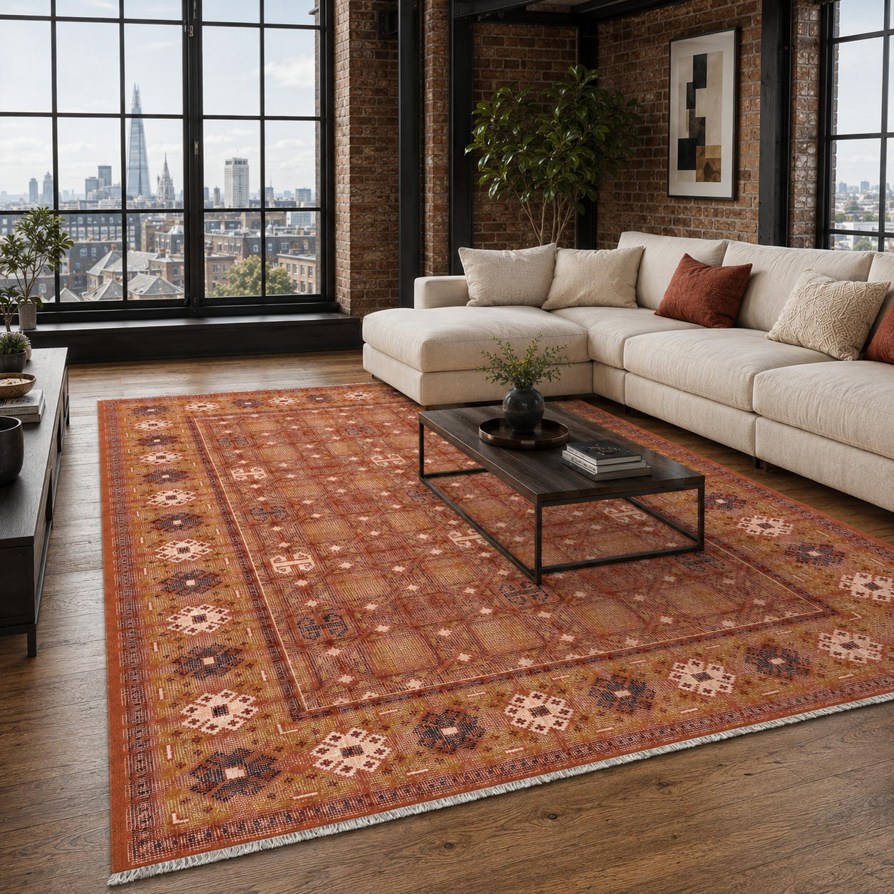 RW7064 washable chenille rug texture and pattern detail