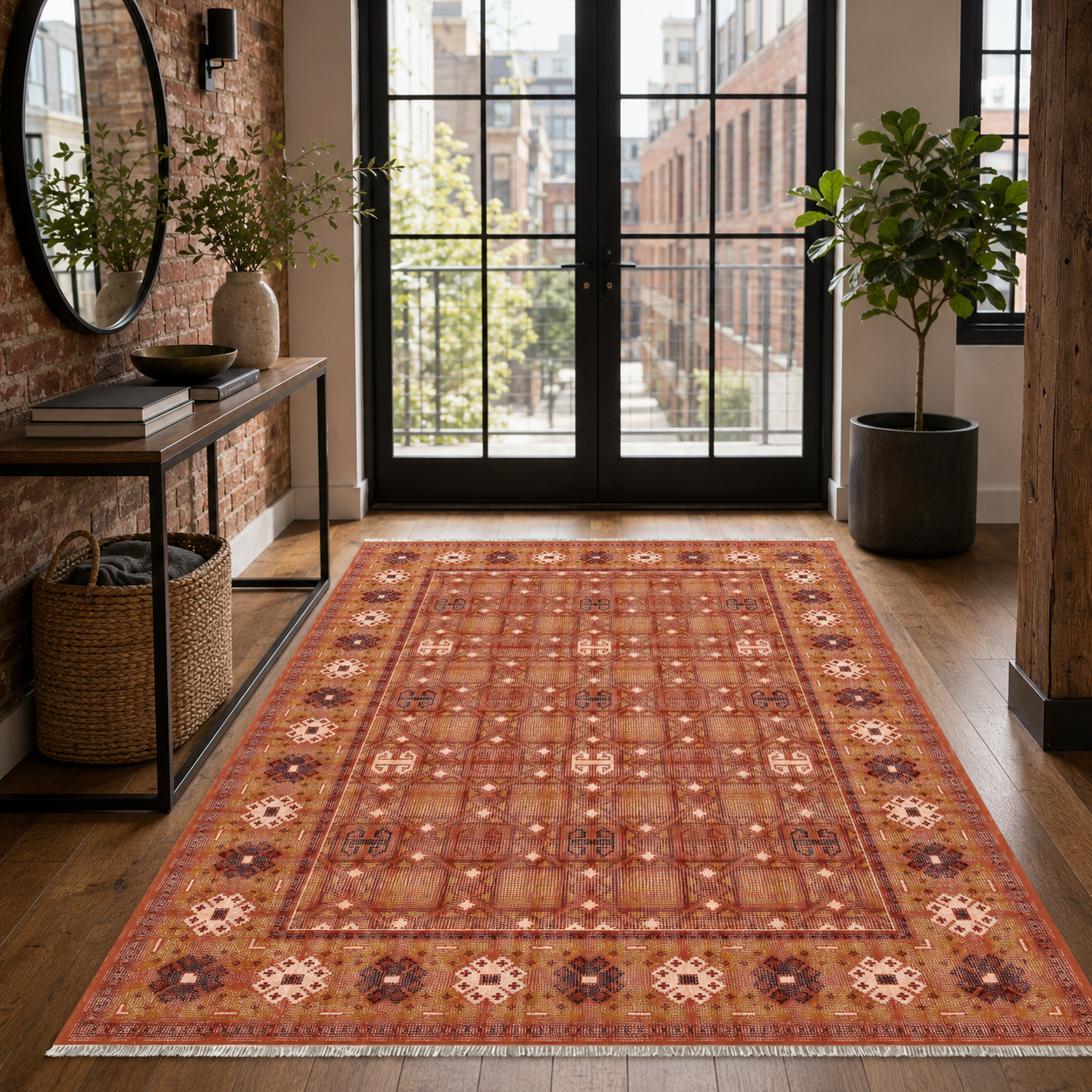 RW7064 washable chenille rug texture and pattern detail