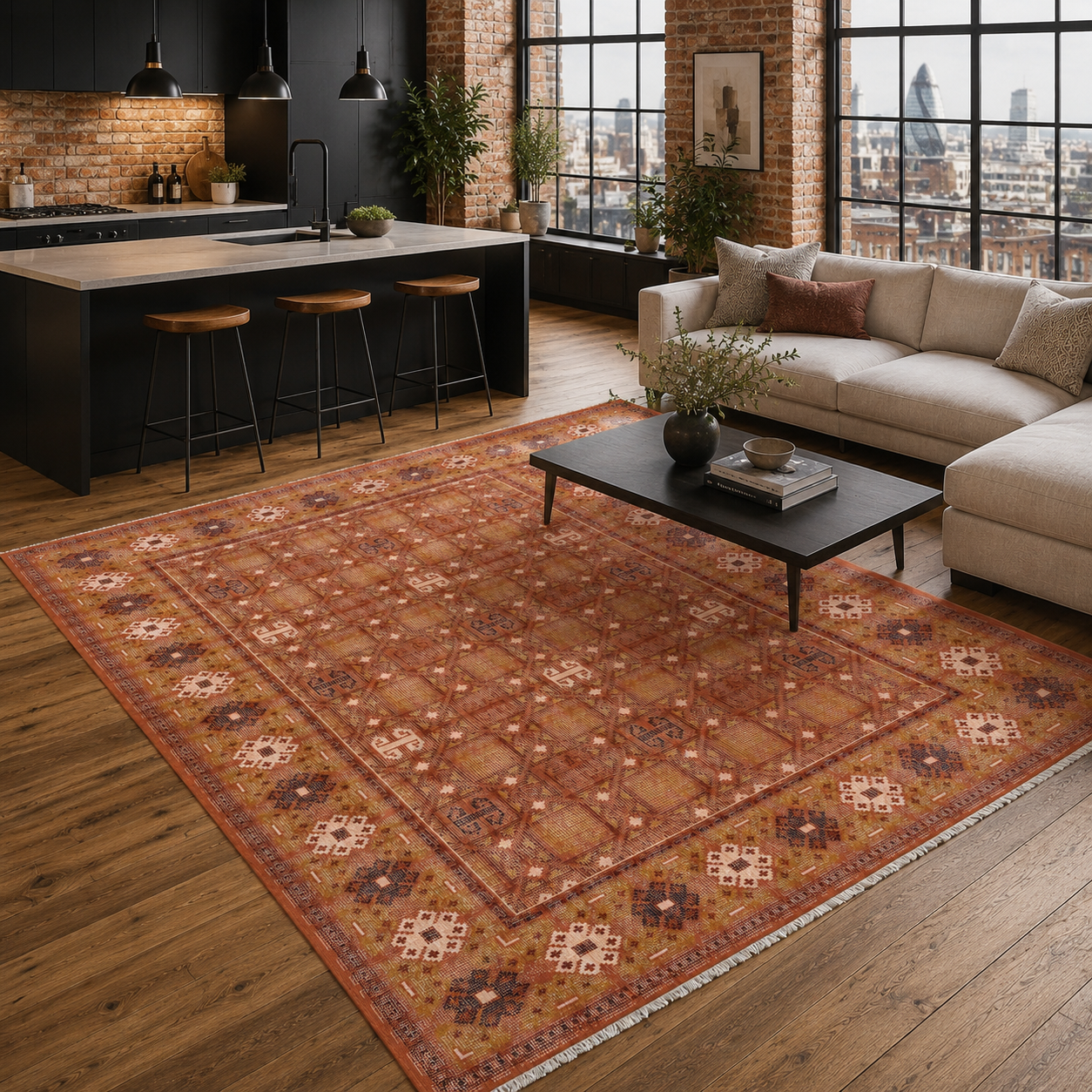 RW7064 washable chenille rug texture and pattern detail