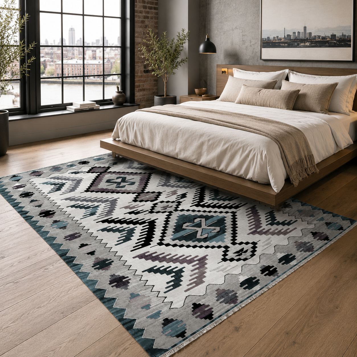 RW7065 washable chenille rug texture and pattern detail