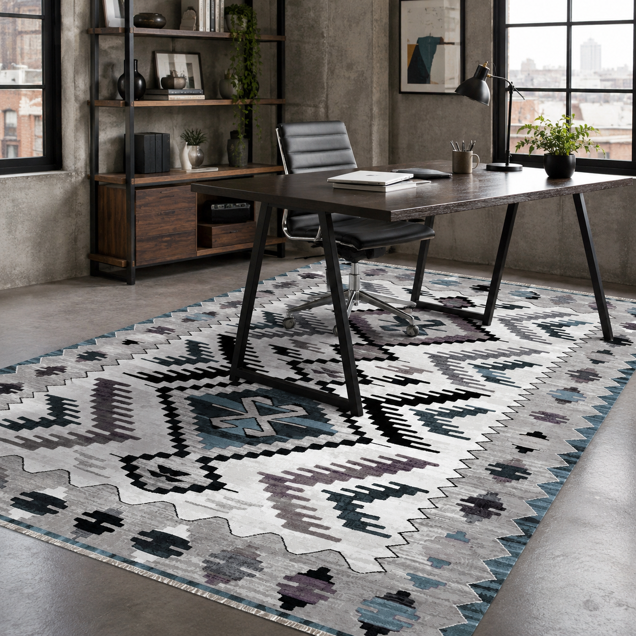 RW7065 washable chenille rug texture and pattern detail