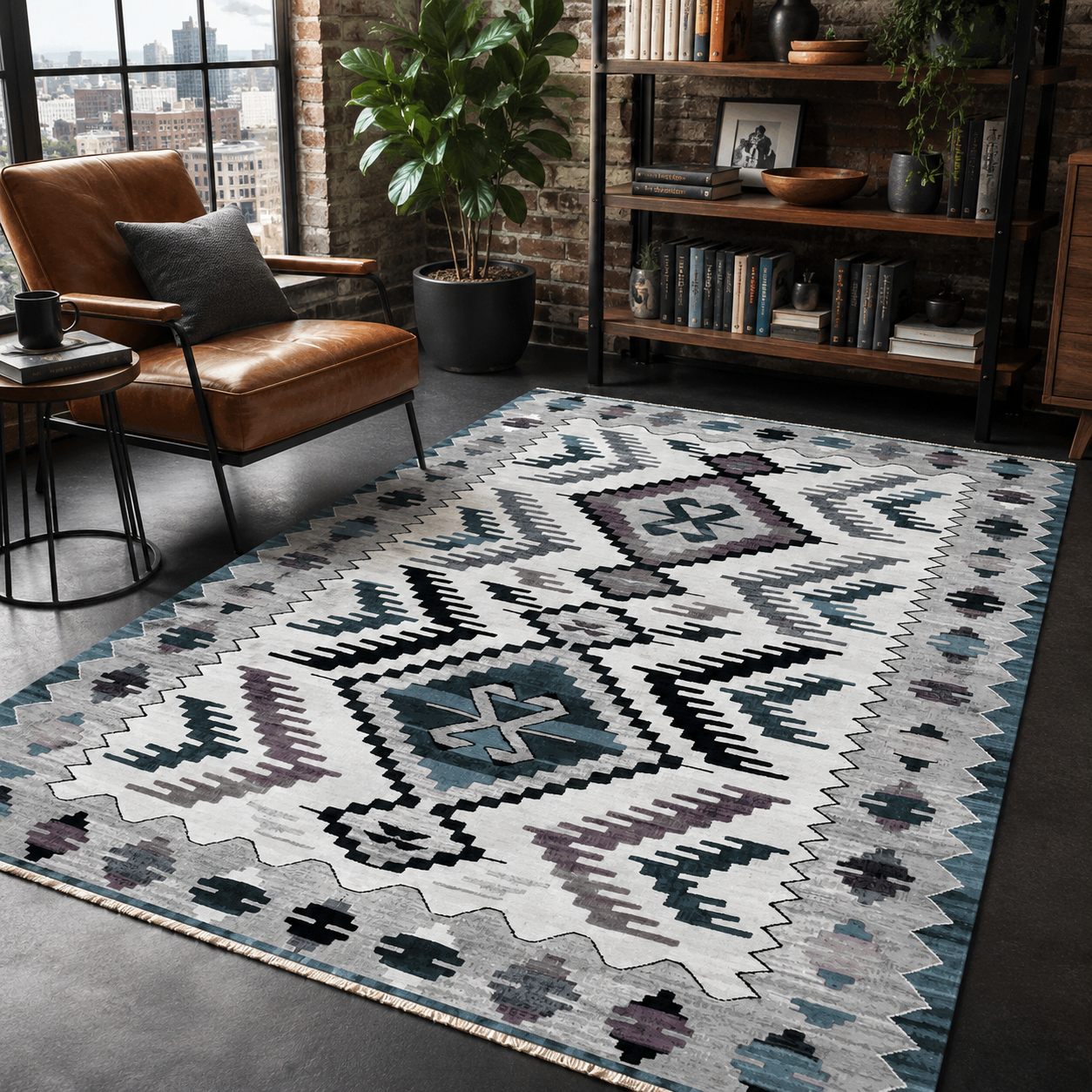 RW7065 washable chenille rug texture and pattern detail