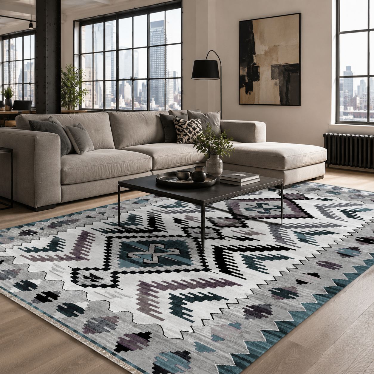 RW7065 washable chenille rug texture and pattern detail