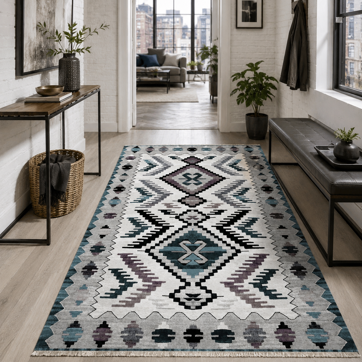 RW7065 washable chenille rug texture and pattern detail