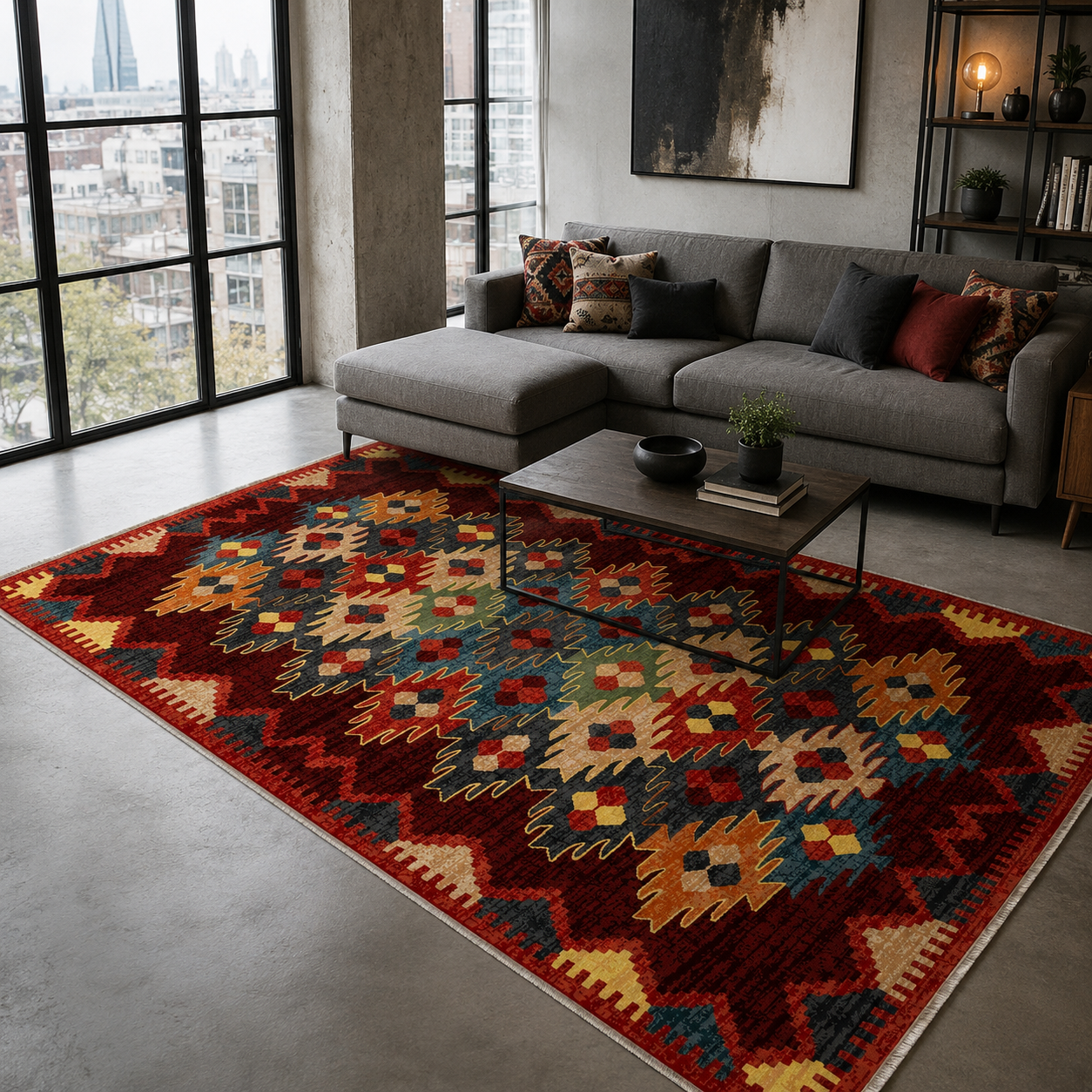 RW7066 washable chenille rug texture and pattern detail