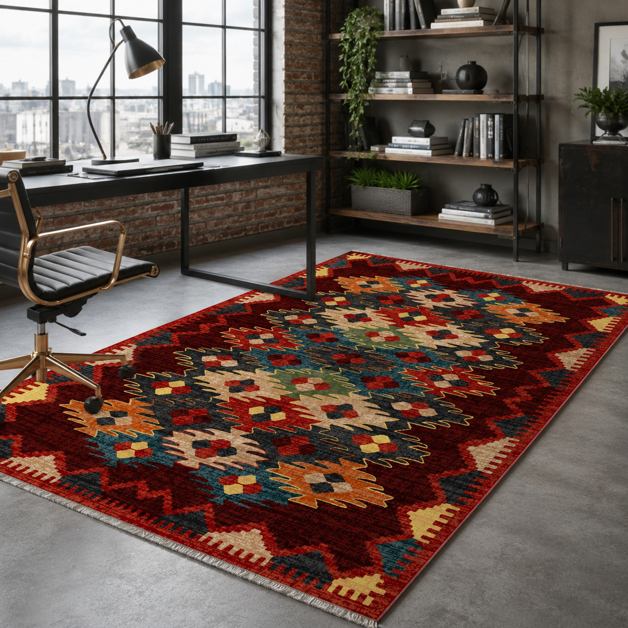 RW7066 washable chenille rug texture and pattern detail