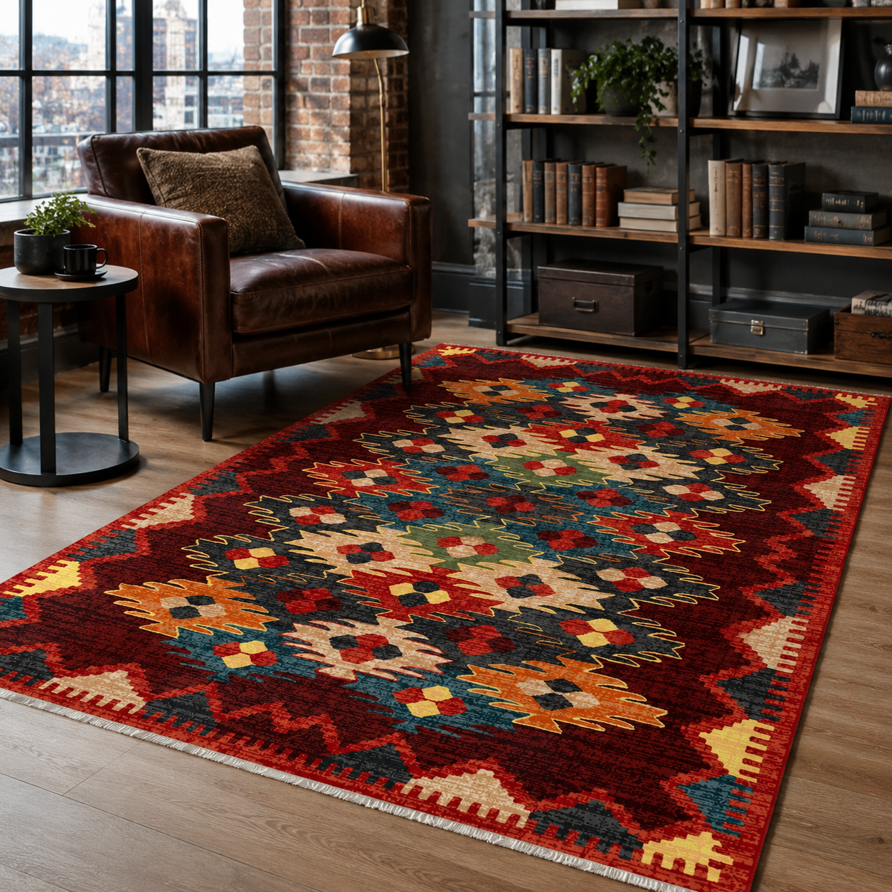 RW7066 washable chenille rug texture and pattern detail