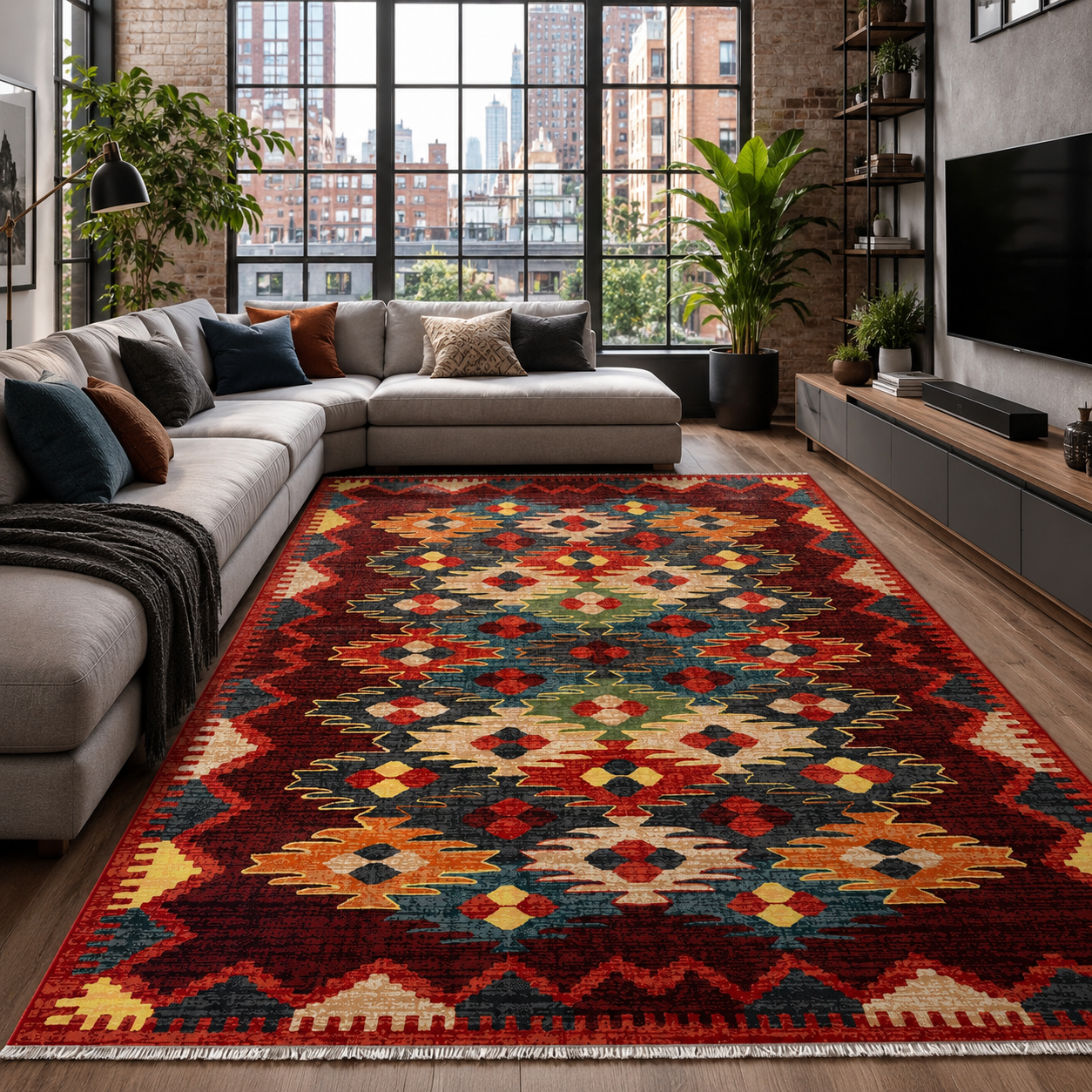 RW7066 washable chenille rug texture and pattern detail