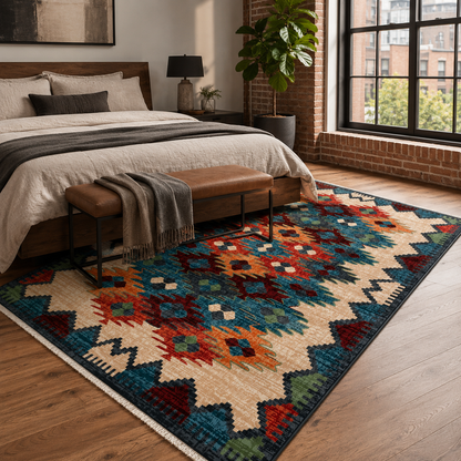RW7067 washable chenille rug texture and pattern detail