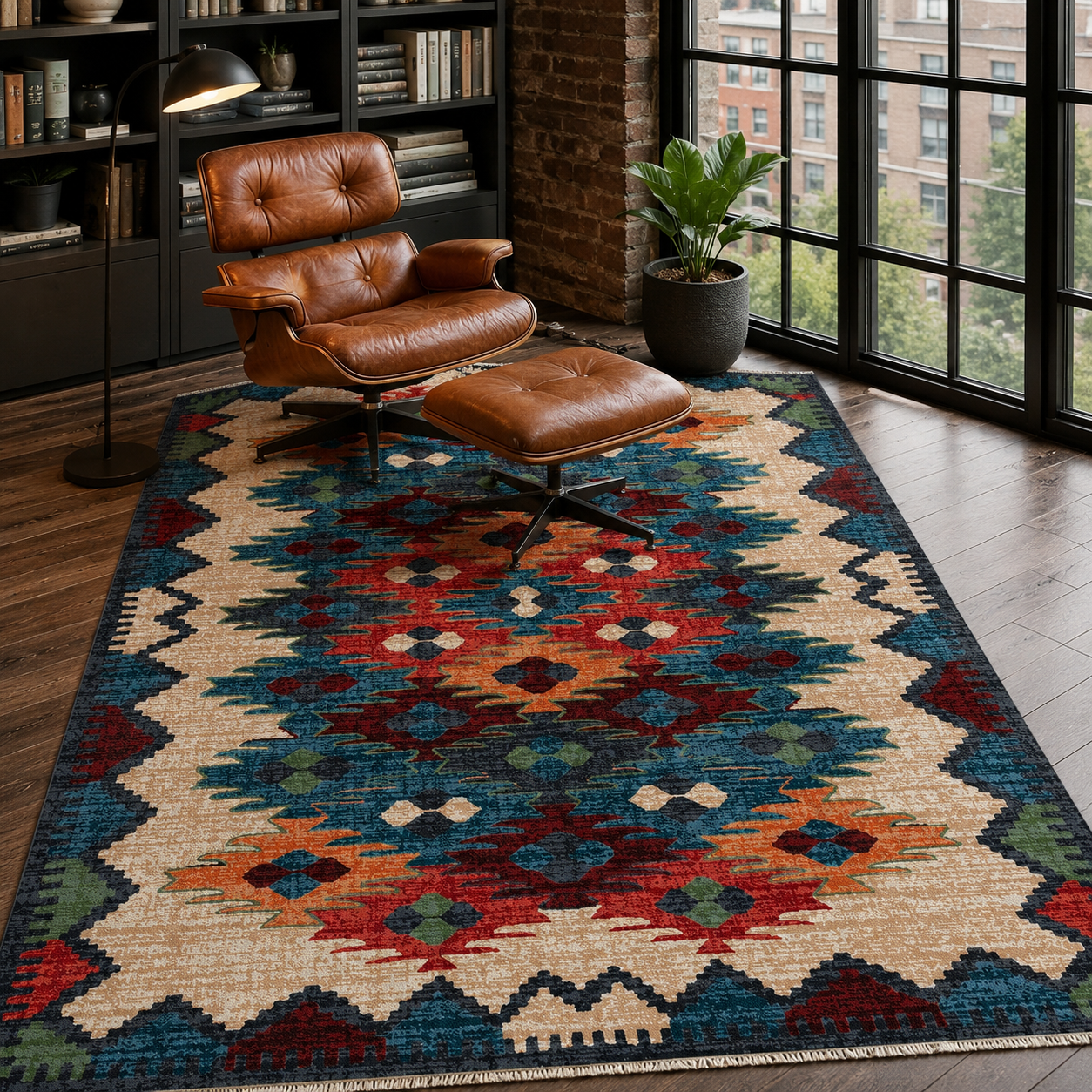 RW7067 washable chenille rug texture and pattern detail